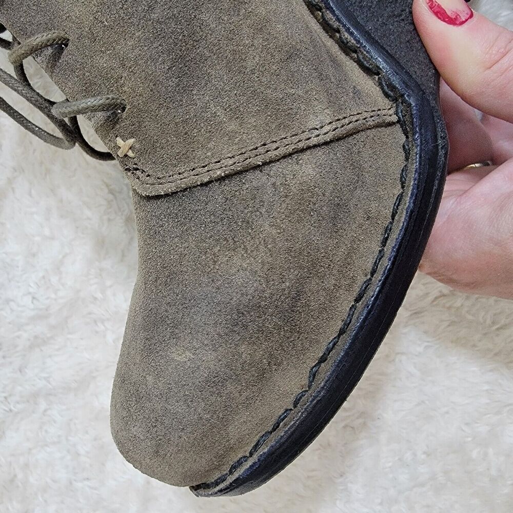 Rag & Bone Odval Wedge Ankle Lace Up Olive Green Suede Boots Size 37 US 7 - Picture 13 of 16